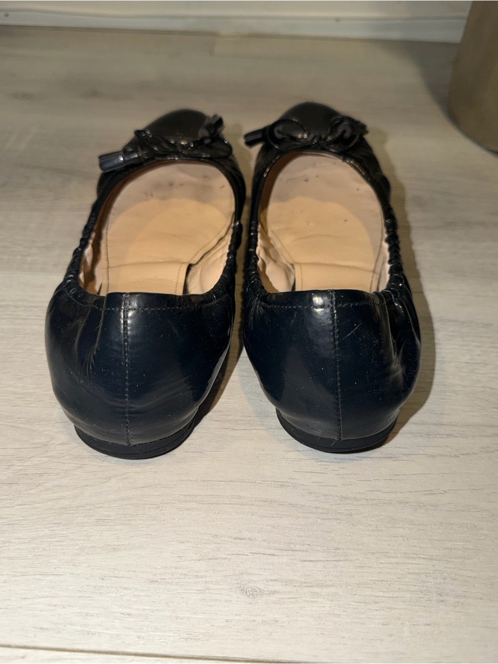 Prada Black Leather Bow-Accent Ballet Flats - Picture 5 of 7